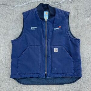 Carhartt Mens Quilt Lined Vest RN# 14806 Blue Size X-Large XL V02MDT Work Logo‎